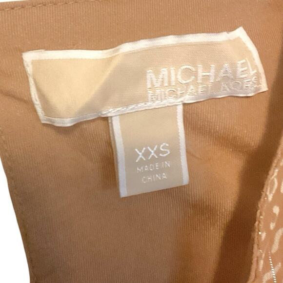 Michael Kors Metallic Gold Shimmer XXS Long Sleeve Mini Dress Party Ruffle Hem - Picture 3 of 16